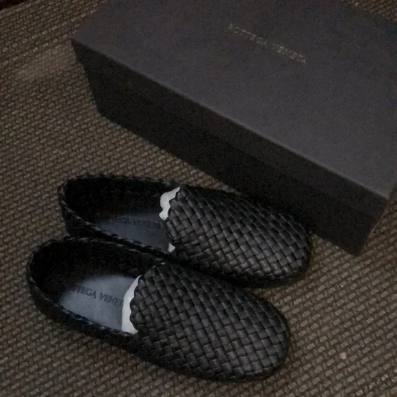 BOTTEGA VENETA SLIP ON MEN LEATHER BLACK SIZE US7 , 40EU Bottega Veneta Black Intrecciato Leather Slip on Loafers  main image 2